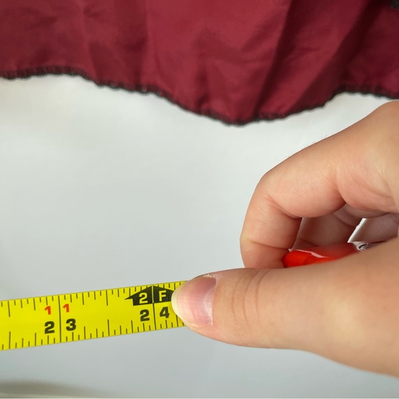 Vintage 90s Dark Red Maroon Silky Lace Trimmed Lingerie Robe - Picture 6 of 7